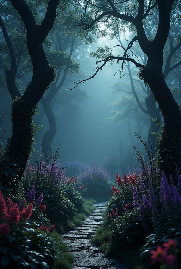 Make a dark garden type background, that it is to be used for a menu