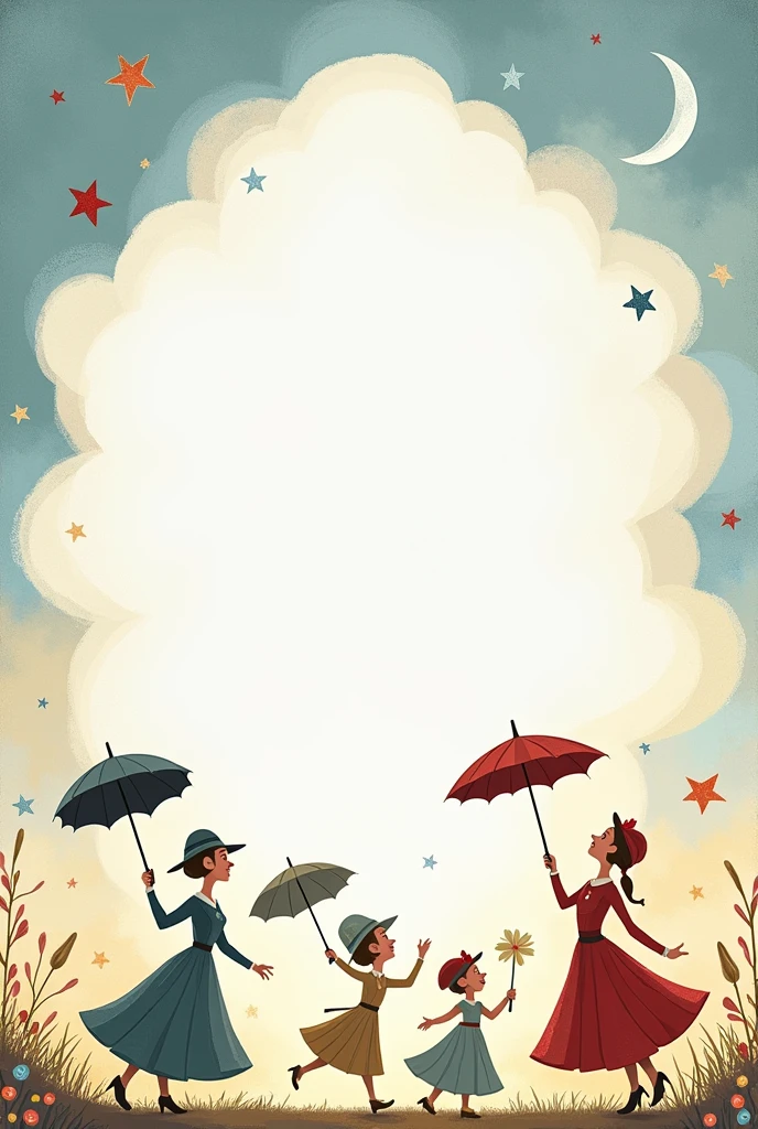 Create a Mary Poppins themed ballet performance invitation. Leave a blank space to write the date, Time and place.