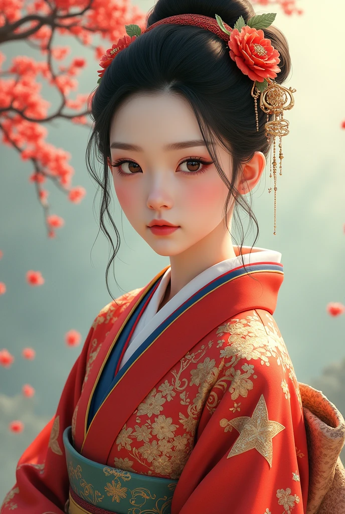 Beautiful Tibetan woman in traditional Japanese clothing、Beautiful digital artwork, Beautiful digital illustrations, Beautiful digital painting, Gorgeous digital painting, Smooth anime CG art, Beautiful digital art, Amazing digital art with great detail, Amazing digital illustrations, Detailed digital anime art,  Beautiful anime portraits