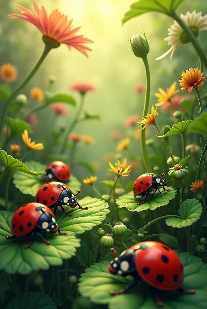 Ladybugs eating