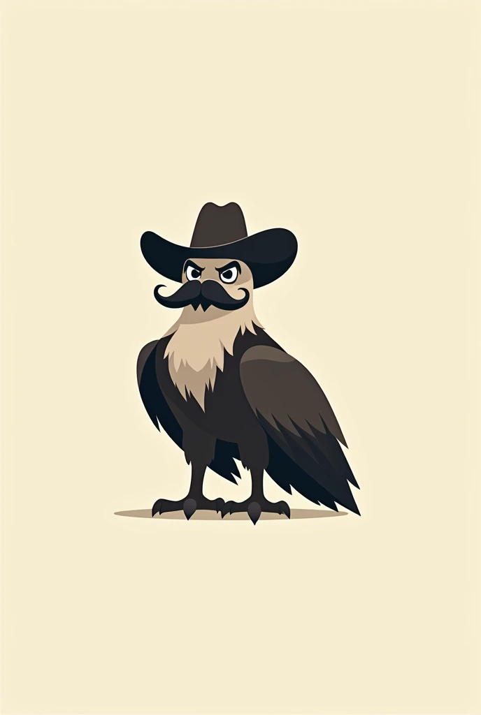 Minimalist logo of a vulture with a cowboy hat and mustache
