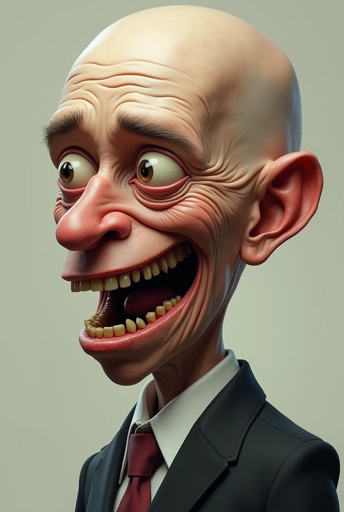 Create an image of a big-headed and ugly man