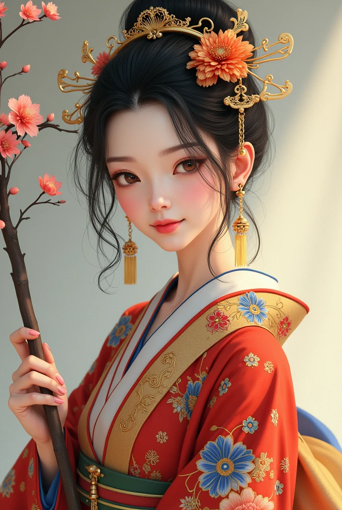 Beautiful Tibetan woman in traditional Japanese clothing、Beautiful digital artwork, Beautiful digital illustrations, Beautiful digital painting, Gorgeous digital painting, Smooth anime CG art, Beautiful digital art, Amazing digital art with great detail, Amazing digital illustrations, Detailed digital anime art, Beautiful anime portraits