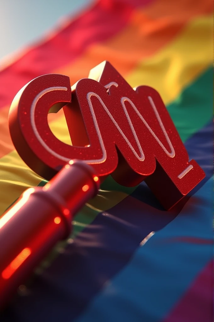 CNN logo with LGBTQ flag background+ and the oz, the hammer of the soviet union 