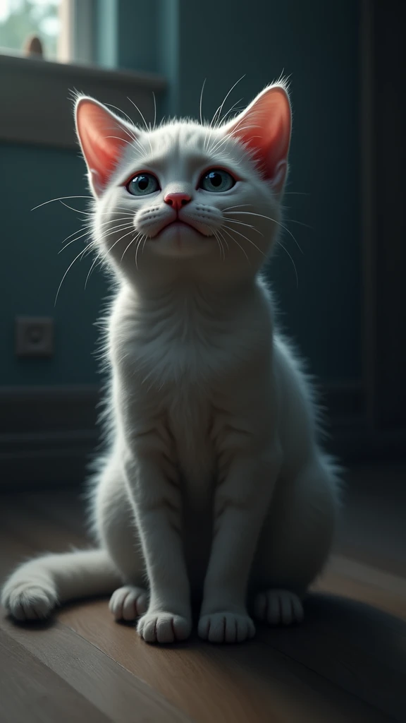 目にtearsを浮かべた猫のシーン, Sadly. The cat's eyes are watering, tearsが頬を伝って静かに流れ落ちる. Ears pinned back, The body is curled up, Appearance . The background is dim, In a quiet room, Emphasizing the cat's sadness. The cat's facial expression conveys deep sadness and loneliness, Create a heartbreaking atmosphere.
Looking straight ahead、looking at the camera、tears
.Realistic、4K.8k realistic cat and owner