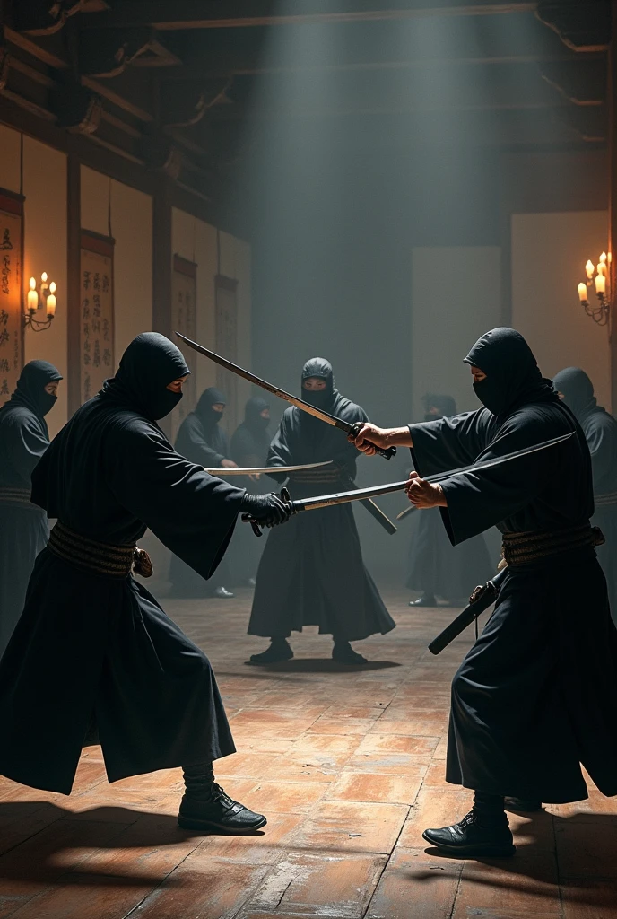 Japanese ninjas training with other ninjas 