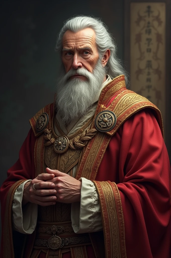 3. **Ancient King**
- **kor**: 60 years - **Appearance**: An elderly man with gray hair and a well-groomed beard. Wears rich royal robes that symbolize his status.
- **Personalidade**: Wise and fatherly, he cares deeply about the well-being of the kingdom. Although I am getting older, your presence is still respected by everyone.
- **Special ability**: Kingdom Wisdom – Your experience gives you strategic skills in battle and politics, allowing to predict enemy movements.