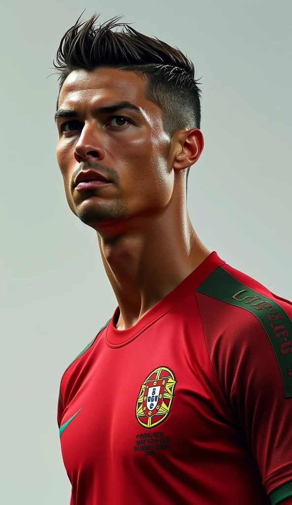 Football player cristiano ronaldo in Portugal jersey cool hd handsome hairstyle side view 