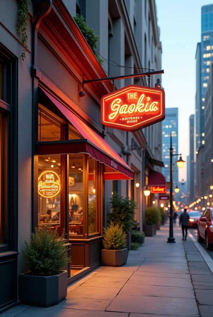 Exterior of an coffee shop in a city or in los angeles