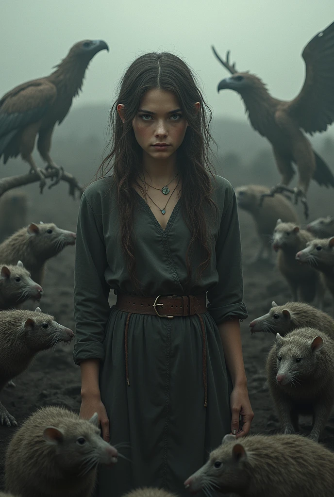 an image that says: Petro and that she is surrounded by rats and vultures
