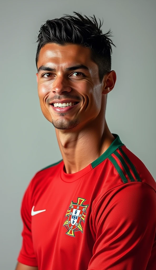 Football player cristiano ronaldo in Portugal jersey cool hd hairstyle smiling