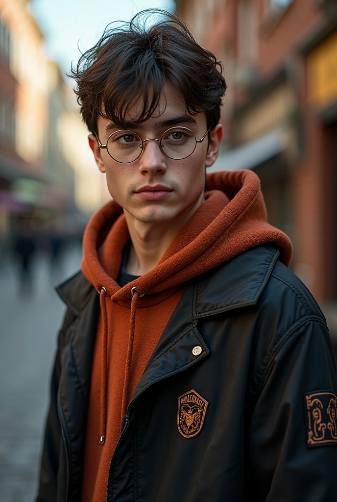 ((masterpiece)), ((high quality)), harry potter in Balenciaga clothing,( 90s style:1.2), (high detailed, high detailed skin:1.3) , fujifilm xt3