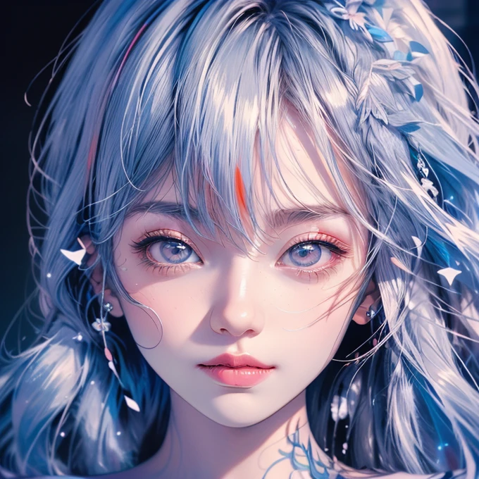 Anime girl with long white hair and pink eyes posing for a photo, Gu Weiss, Beautiful anime portrait, Gu Weiss on pixiv artstation, artwork in the style of Gu Weiss, Stunning anime face portraits, White hair girl, Beautiful anime girl, Night Core,  , Gu Weiss on artstation pixiv, 