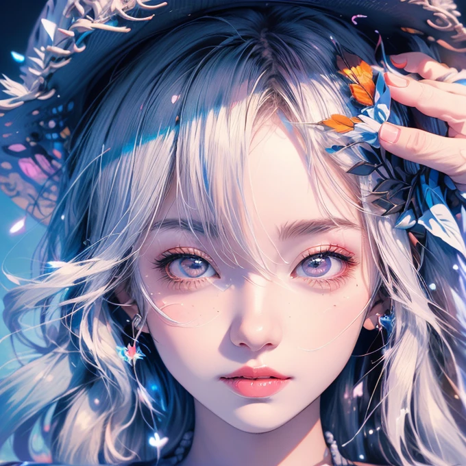Anime girl with long white hair and pink eyes posing for a photo, Gu Weiss, Beautiful anime portrait, Gu Weiss on pixiv artstation, artwork in the style of Gu Weiss, Stunning anime face portraits, White hair girl, Beautiful anime girl, Night Core,  , Gu Weiss on artstation pixiv, 