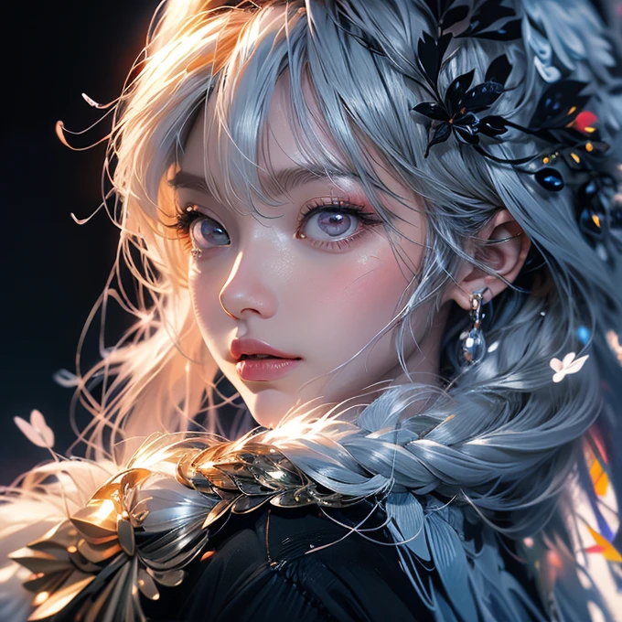 Anime girl with long white hair and pink eyes posing for a photo, Gu Weiss, Beautiful anime portrait, Gu Weiss on pixiv artstation, artwork in the style of Gu Weiss, Stunning anime face portraits, White hair girl, Beautiful anime girl, Night Core,  , Gu Weiss on artstation pixiv, 