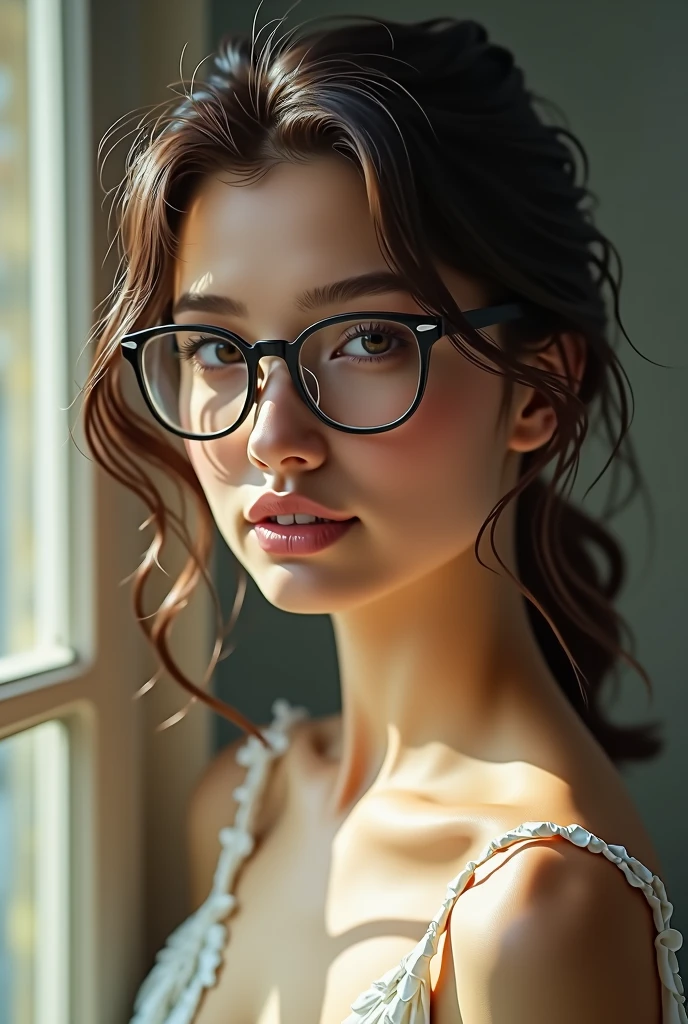 Glasses girl boobs