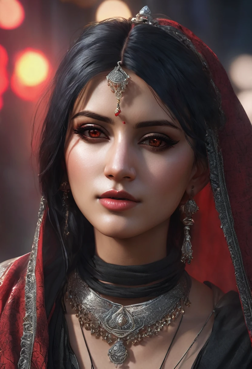 Sexy Sharp nose ethereal aesthetic tanned lady white skin lady black red tattoos on face black red hairs mark facial jewelry PERFECT MASTERPIECE, EXTREMELY DETAILED CG UNITY 32K UHD QUALITY RESOLUTION WALLPAPER, PHOTOREALISTIC, RAW PHOTO, PERFECT PHOTOGENIC CLARITY, OFFICIAL ART, AWARD-WINNING PORTRAIT, ULTRA HYPER-REALISTIC, ULTRA HYPER-DETAILED, SHINY REALISTIC SKIN, RAY TRACING, UNREAL ENGINE 5.8K, GLOWING AMBIENT LIGHT cyberpunk, Arabian girl face portrait anime lips bite mouth tongue