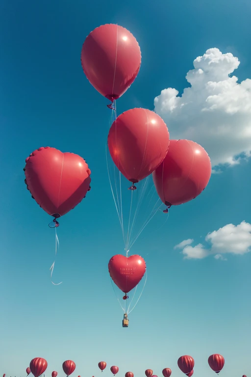 They say we have 3 loves in life, create 3 red balloons floating without anyone holding them