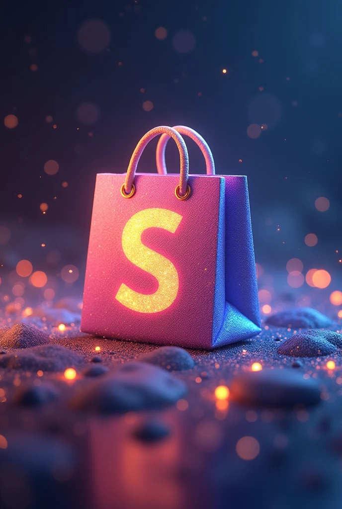Shopee logo with twinkling designs
