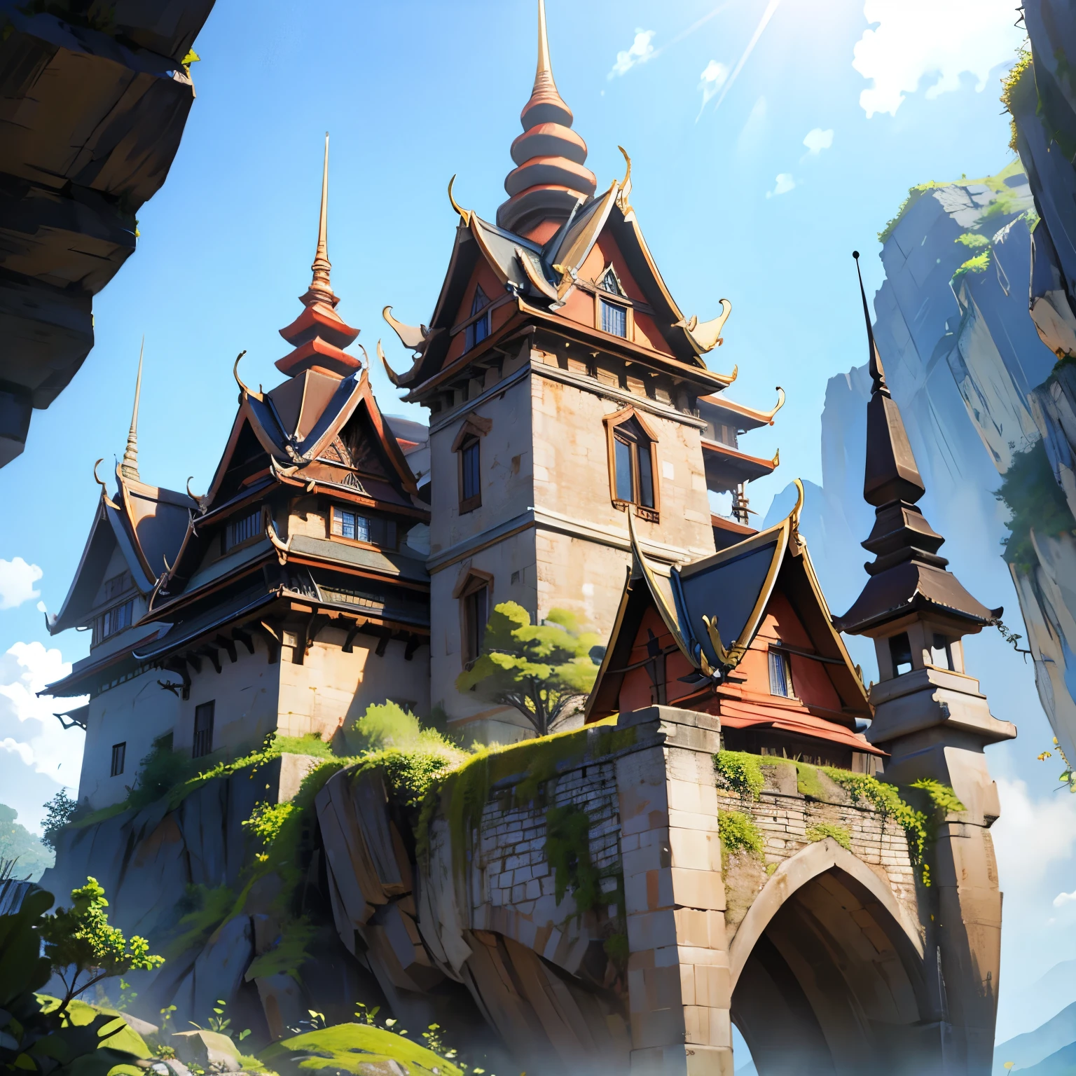 castle,Thai,rock,gray