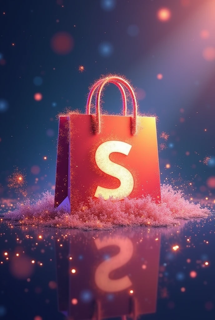 Shopee logo with twinkling designs
