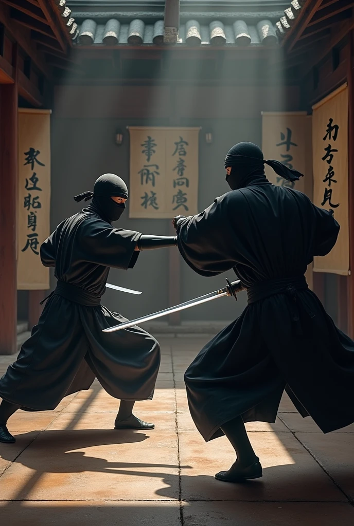 Japanese ninjas training with other ninjas 
