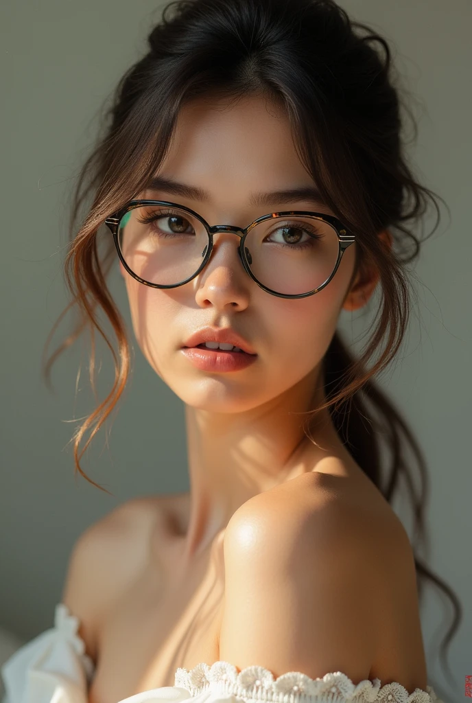 Glasses girl boobs 