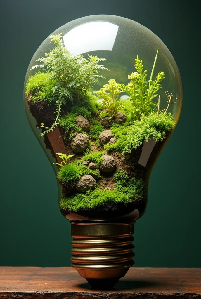 Large light bulb turned into a terrarium