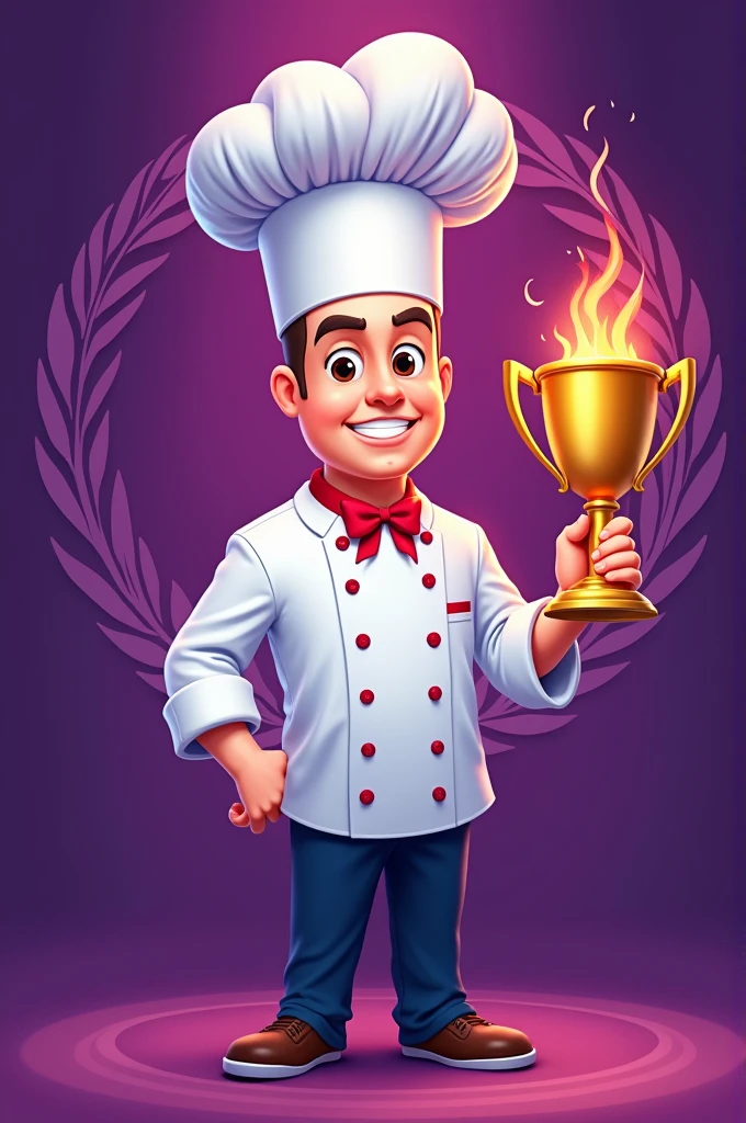 Cover with Olympic chef theme with purple and white colors that says welcome to the Olympic games ADN COMPENSAR for horizontal screen 