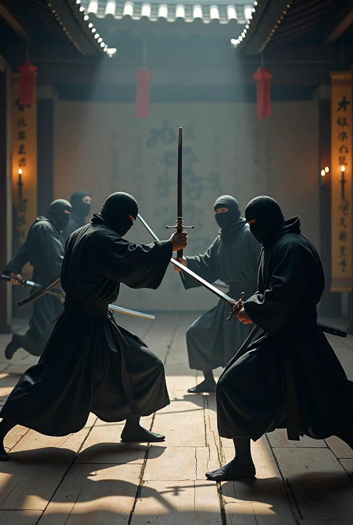 Japanese ninjas training with other ninjas