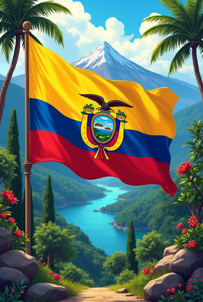 You can make the flag of Ecuador and representative things of that country around it.? drawing type
