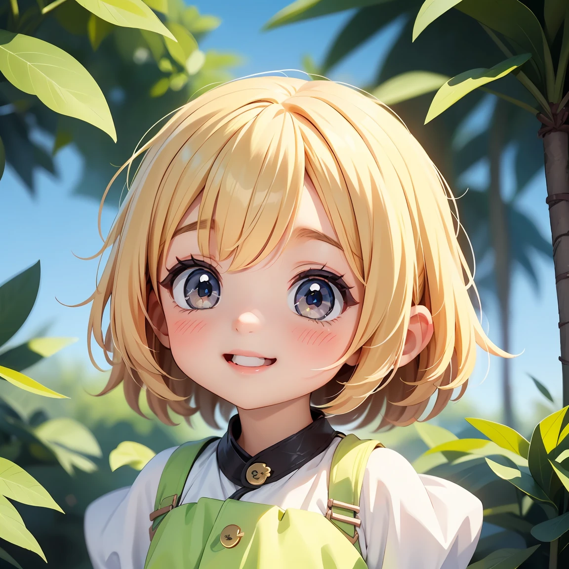 Super Chibi Character:1.8、Blonde Hair、Cute girl、Cute Costumes、Super Chibi Character:1.8、Super Sm、smile、I'm so happy and pleased:1.8、I'm so happy and pleased:1.8