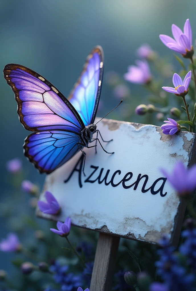butterfly sign that says AZUCENA