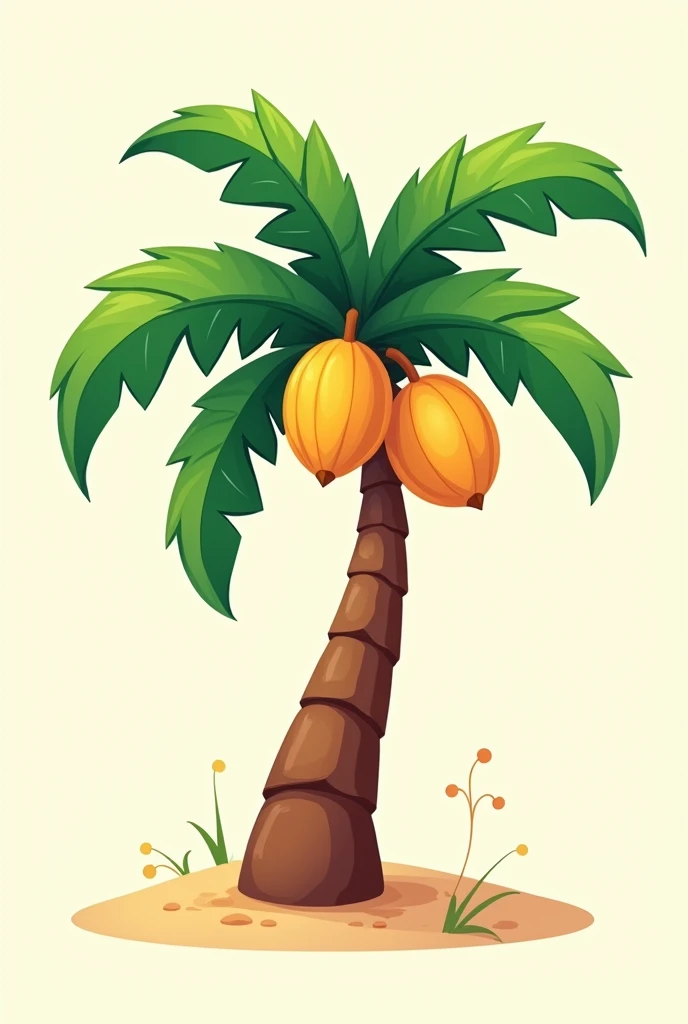 Draw a 2D cartoon coconut tree (Simpler)