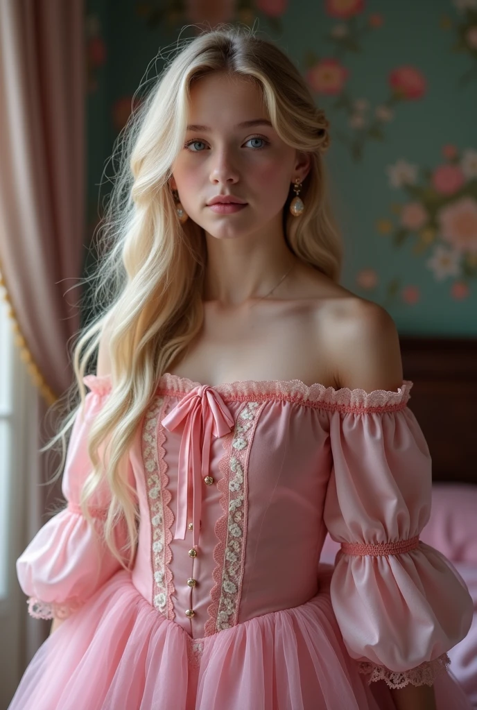 *********** blonde girl with blue eyes in pink princess dress 