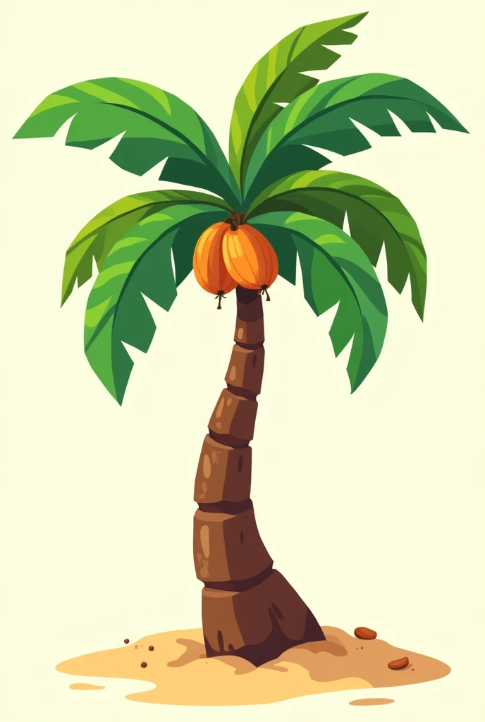 Draw a 2D cartoon coconut tree (Simpler)