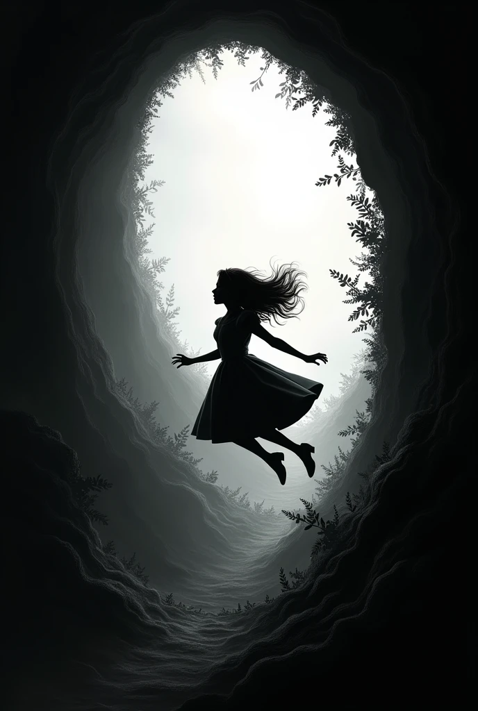 Alice in Wonderland poster based on only shadows that Alice is falling into the hole