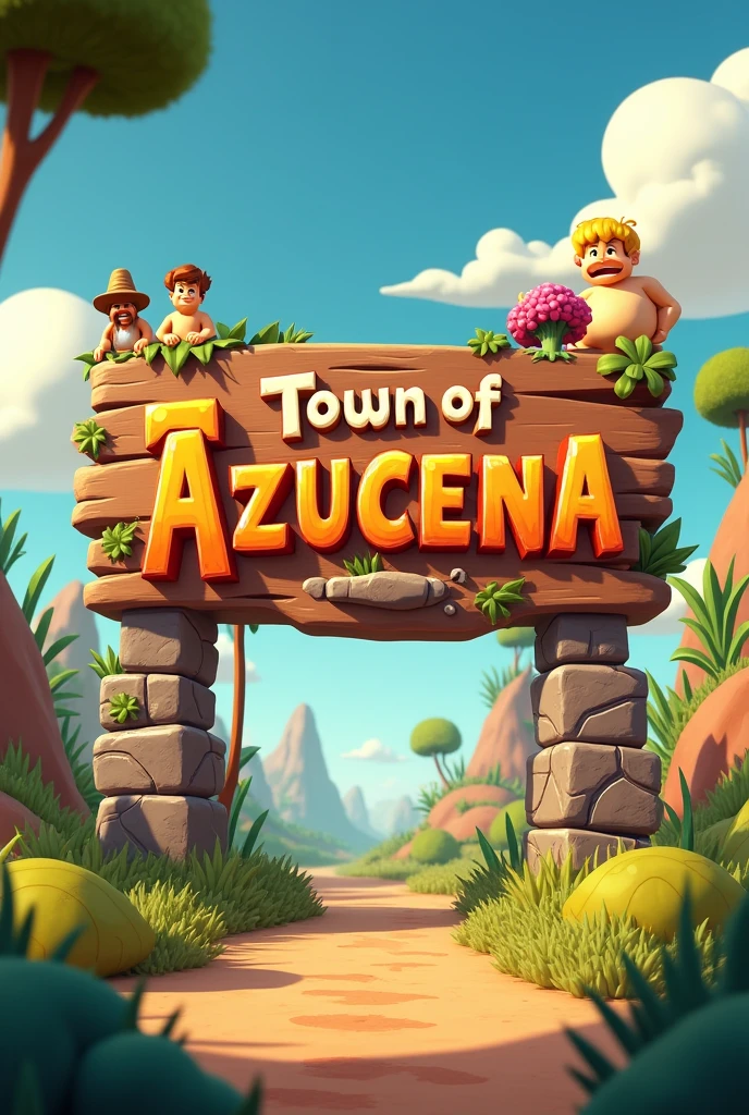 Flintstones sign that says AZUCENA