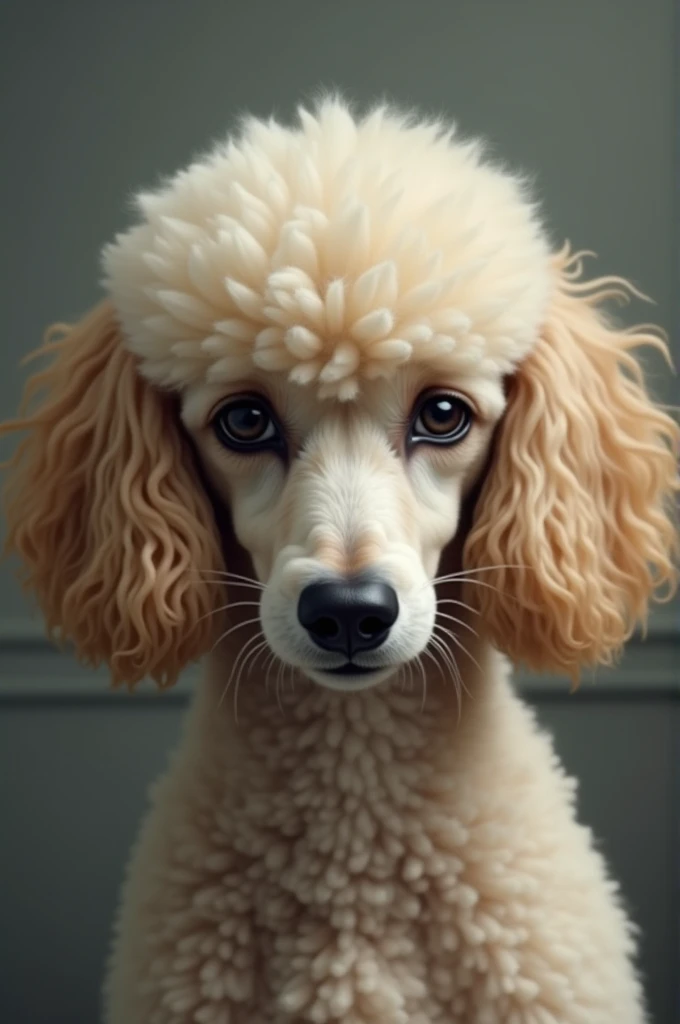 Blonde poodle with sad look