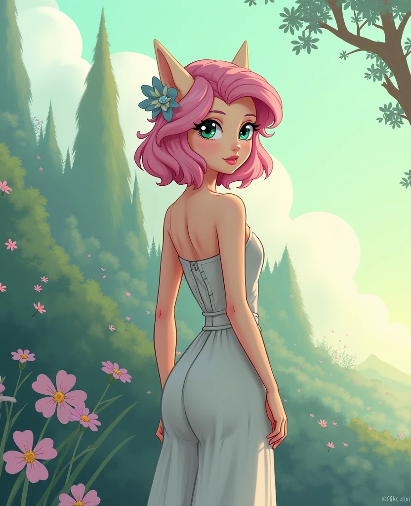 Fluttershy "timida"de equestria "humana sexy" "pelo rosa