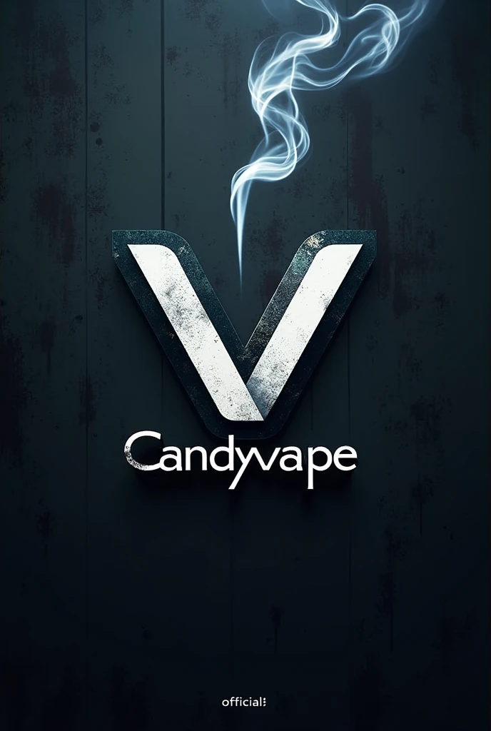 create a tech company logo, simple with smoke coming out of the letter V and the words CandyVape and below in small letters “Official” and put a graffiti type background