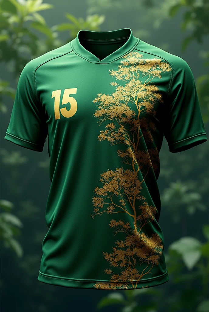Football Shirt Details:
AMAZON RAINFOREST, on the top left side number 15 and on the right a golden tree