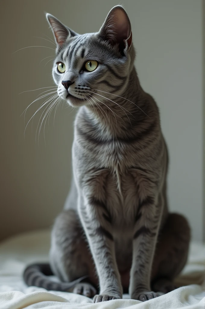 Seductive anthropomorphic gray cat, average penis, nsfw, nakeness, Scrawny, bangss, gay