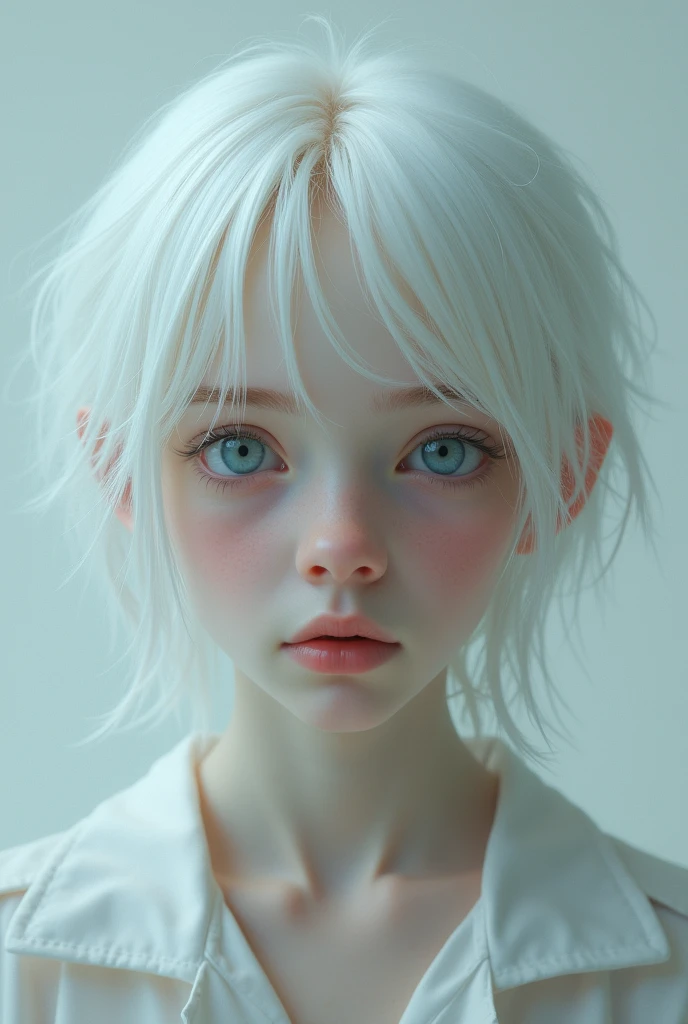 You can create an image of a pale-skinned, blue-eyed age boy with white hair and slightly long hair 