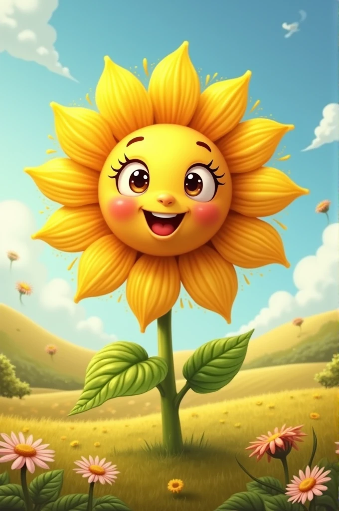 Make a picture of a sunflower with a face in the middle