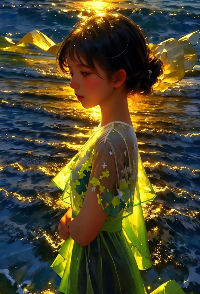 (double exposure), Transparent silhouette of a praying girl, look at the viewer, Beach and nature background exposed through the silhouette of a girl, Bright Themes, masterpiece, best quality, A refreshing shade of green, Fresh, clear sky, white cloud, vivid silhouette, Vivid three-dimensional texture, double exposure,