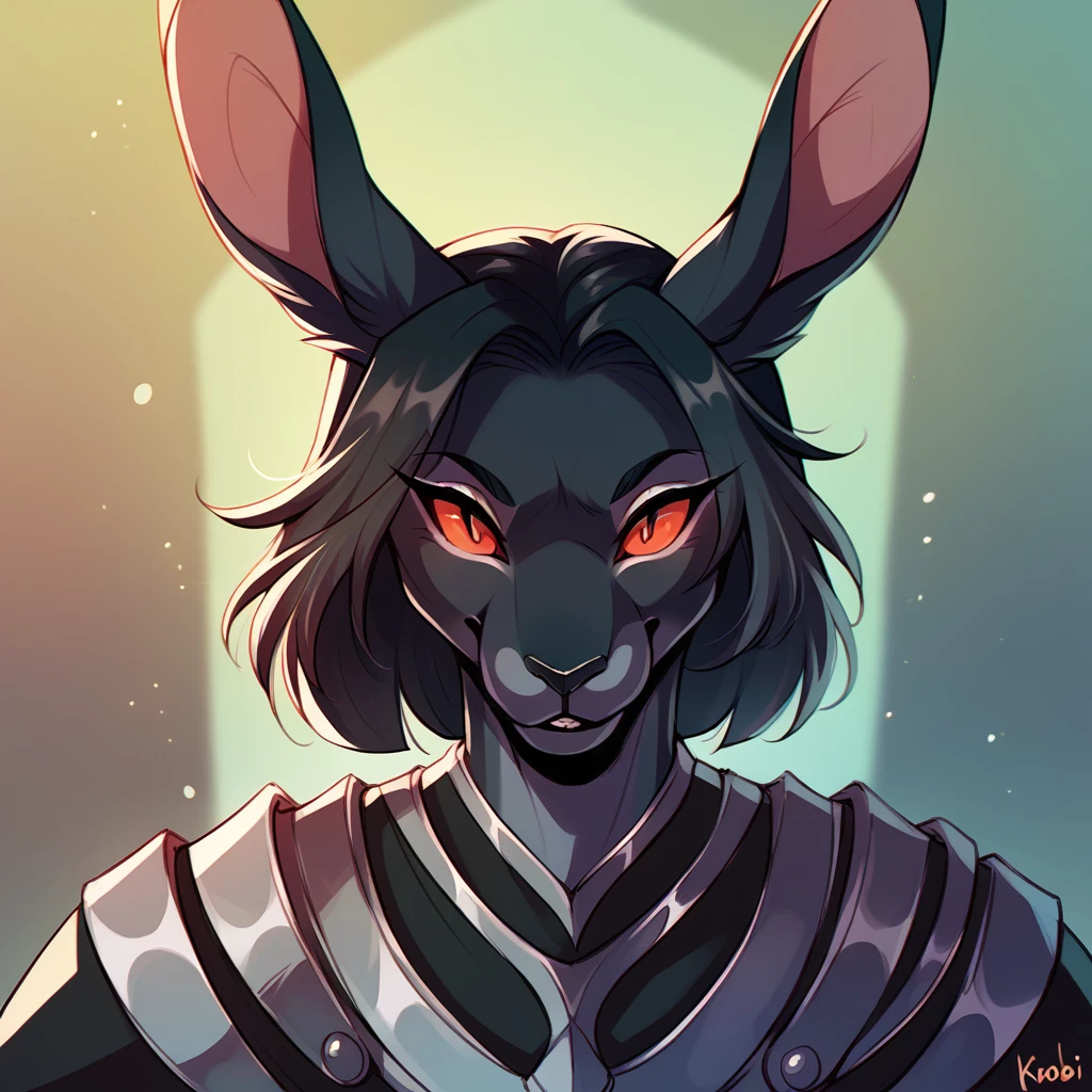 kamelotnoah, score_9, score_8_up, score_7_up, score_6_up, Evil 
Kangaroo with ebony black fur and kobi eyes in demonic armor