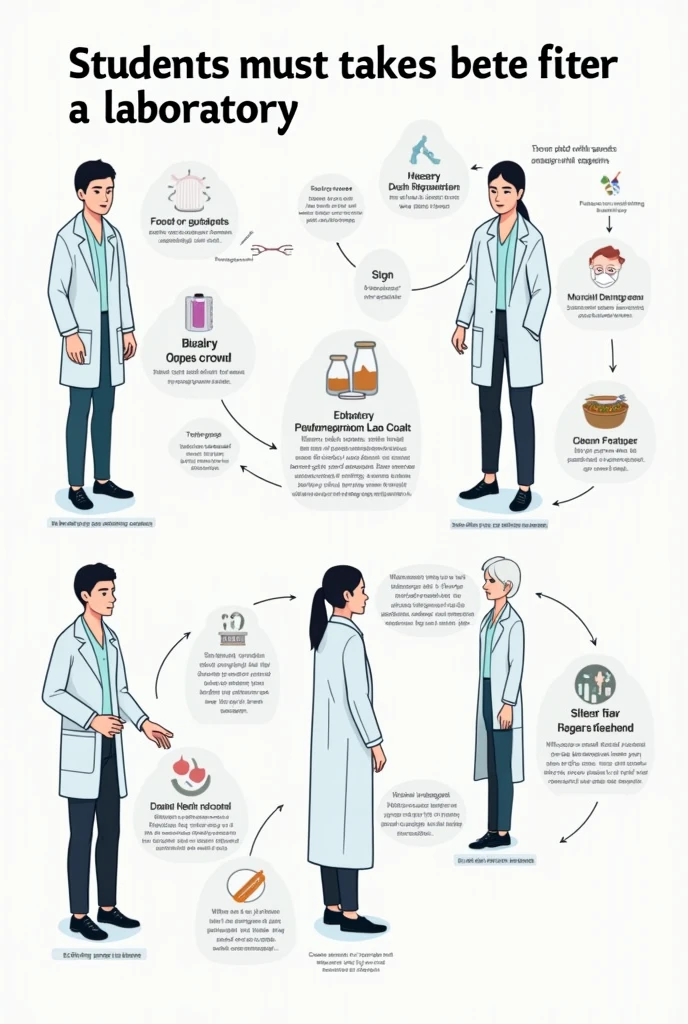 Create a diagram with images of these steps.....
1...Before entering the laboratory, students must have a clean, buttoned lab coat., manual y material