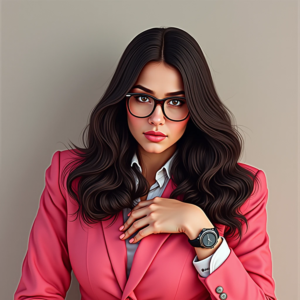 Turn the woman in the photo into an executive