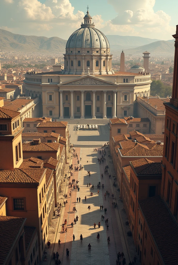 the Roman Empire: An Expanded City Roman Architecture, with his use of the bow, the vault and the concrete, allowed the construction of monumental structures such as the Colosseum, The Pantheon and the Roman baths. These architectural works shaped Roman urban life, transforming it into an expansive and imperial city.